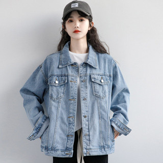 外套 外套女 牛仔外套 防風外套 2025春季新款藍色牛仔外套女春秋韓版休閒外搭上衣bf寬鬆牛仔夾克
