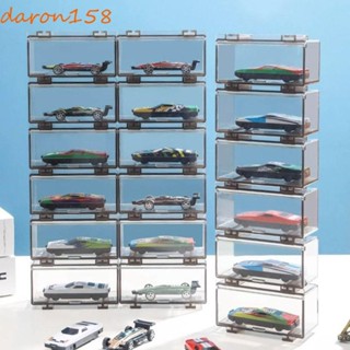 DARON汽車模型箱,塑膠透明汽車展示盒,可堆疊防塵防水汽車玩具組織者用於風火輪MiniGT