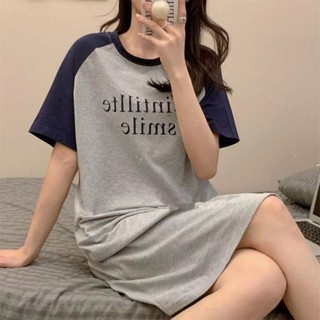 《現貨下單》新款睡裙女夏季韓國ins風宿舍短袖睡衣薄款純棉睡衣洋裝家居服女生睡衣一件式睡衣冰絲睡衣夏天睡衣大尺碼睡衣涼感