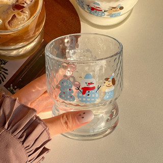 辦公室水杯 咖啡隨行杯 ins風雪人玻璃杯可愛杯子家用喝水杯女生高顏值啤酒杯牛奶咖啡杯