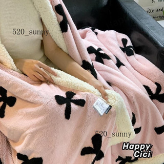 /品質好貨/ 高顏值 蝴蝶結 新款舒棉絨提花多功能隱形拉鍊款羔羊絨毛毯 法蘭絨毯子 小毛毯 沙發毯 車用毯 空調毯 披肩