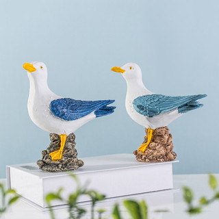 地中海風格海鳥 海鷗模型擺 件創意微景觀沙盤擺設 裝飾樹脂工藝品
