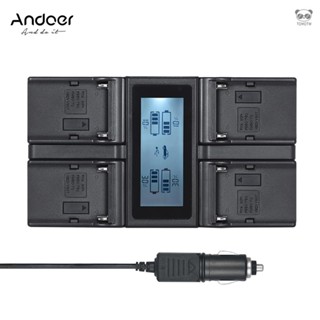 Andoer NP-F970 1拖4電池充電器 LCD顯示屏 適用於Sony NP-F550/F750/F950/ NP