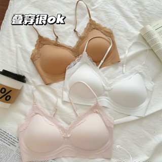 內衣女生 無痕內衣 胸罩 性感蕾絲 夏季薄款 果凍條軟支撐 固定杯 可調節肩帶 吸濕透氣 高彈不勒
