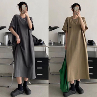 睡裙女 大尺碼 韓版ins風睡衣 oversize 短袖寬鬆中長款可外穿連身長裙 女版居家睡衣裙 連身睡衣 居家睡衣
