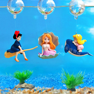水族箱魚缸造景漂浮擺件懸浮裝飾品藍胖子潛水員美人魚小魔女海底貝殼美人魚微景觀DIY盆景魚缸擺件海洋水族館布景觀造景小配件