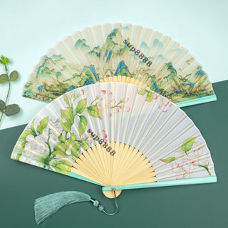 桃園出貨中國風古風扇子摺扇兒童學生漢服旂袍舞蹈扇子馬麵裙夏天涼快耐用