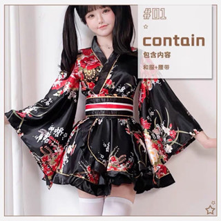 日本古早和服cosplay服裝夏日和風印花改良浴袍和服女士套裝