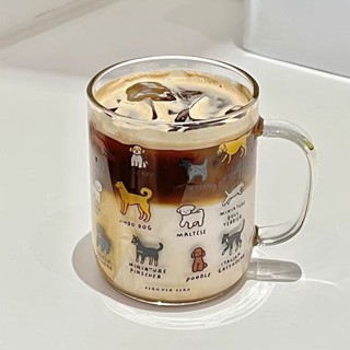 ins風小狗玻璃杯家用耐高溫卡通可愛玻璃咖啡杯禮品杯子