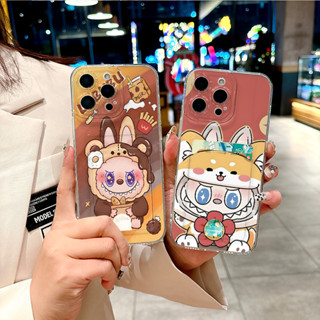 適用於 iPhone 16e 防震軟手機殼適用於 iPhone 16 Pro Max 可愛卡通 Labubu 外殼帶卡槽