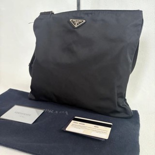 PRADA 肩揹包 Saffiano皮革 Tessuto Viaggio 黑色 尼龍 日本直送 二手