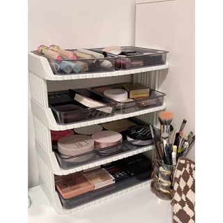 桌面多層分格化妝品收納盒ins風宿舍辦公室梳妝口紅抽屜式展示架