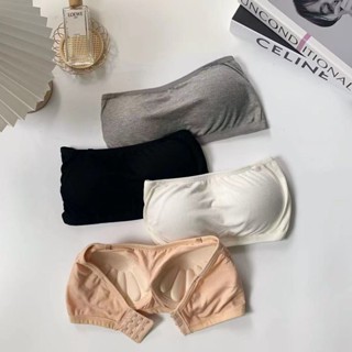 胖胖美依 上衣 吊帶 背心 無袖上衣 胸罩 內搭 新款無肩帶學生內衣防走光聚攏抹胸女無鋼圈美背純色胸罩-7198.