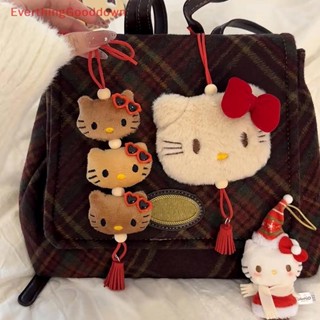 Ed Kawaii Hello Kitty 毛絨玩具鑰匙扣新年三麗鷗 KT 貓軟填充娃娃掛件汽車鑰匙圈揹包包裝飾孩子永遠