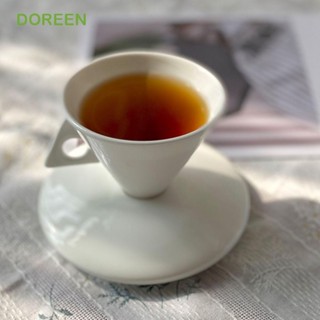 DOREEN 咖啡杯,復古極簡瓷濃縮咖啡杯套裝,茶杯錐形骨咖啡杯