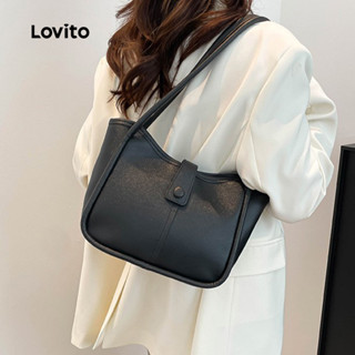 Lovito 休閒素色大容量通勤上課時尚簡約百搭女士單肩托特包 LFA76004