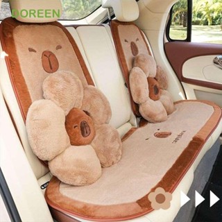DOREEN 汽車座椅裝飾毛絨卡通水豚汽車頭枕冬季大氣可愛舒適棕色毛絨座墊前墊