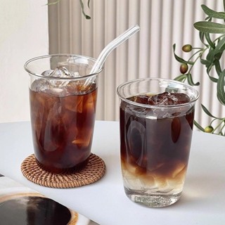杯子 玻璃杯 飲品杯 ins高顏值咖啡店u型翻口杯高硼矽玻璃杯超薄美式咖啡杯冷飲杯簡約 四季沐歌