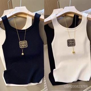 200斤胖mm字母刺繡弔帶背心女夏季寬鬆大碼打底無袖弔帶上衣