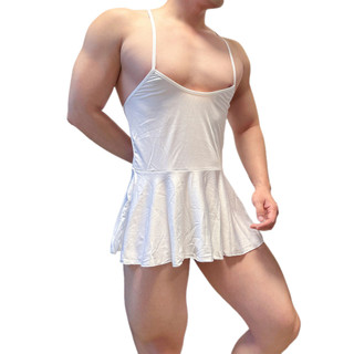 CLEVER-MENMODE男士性感睡裙偽娘純欲誘惑可調節吊帶露背連衣裙 貨號：CMF085