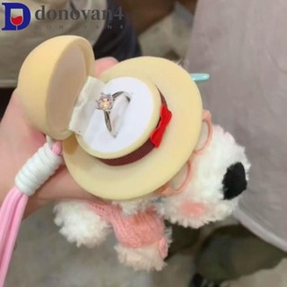 DONOVAN毛絨小狗公仔戒指盒,填充的毛絨結婚戒指盒,迷人的展示卡通可愛的訂婚戒指盒給女朋友