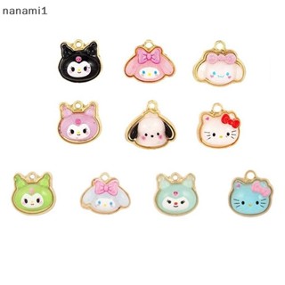 Nanami1 10 件三麗鷗 Kuromi Hello Kitty 卡通卡哇伊合金樹脂吊墜動漫吊飾 DIY 項鍊手鍊耳