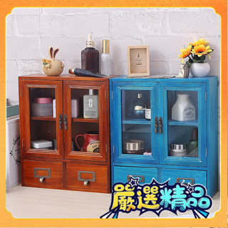 🎉臺灣熱賣🎉木質複古盃子展示置物架抽屜桌麵化妝品收納盒盲盒櫃手辦盒收納櫃🎉全館下殺🎉X01