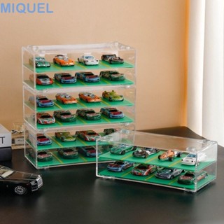MIQUEL汽車模型展示盒,1:64防塵的汽車壓鑄收納盒,有停車位塑膠可堆疊汽車模型玩具櫃架