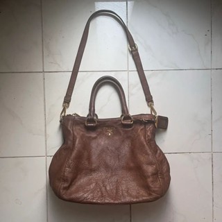 PRADA 肩揹包 棕色 皮革 日本直送 二手