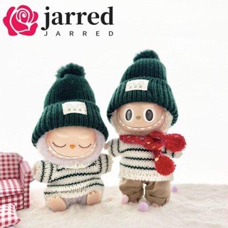 JARRED Labubu Time 娃娃衣服卡其褲兔子帽子坐姿拉布布套裝手工替換系列 17 釐米毛絨娃娃衣服兒童
