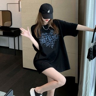 ParrotFashionT恤女裝夏季短袖2023新款純棉質感上衣中長款1/2寬鬆歐貨大版顯瘦