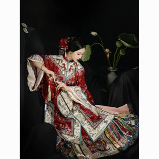 清漢女晉商少奶奶古裝婚服晚清宮廷風新娘結婚禮服迴門紅色禾服