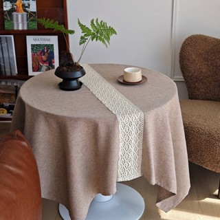 復古鏤空蕾絲寬棉織帶桌布棉麻風格圓桌餐桌茶几北歐ins檯布拍照