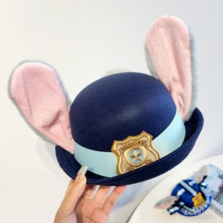 [新款]硃迪帽子cosplay名媛硃迪學院風頭飾兔子警官兒童瘋狂動物帽子小