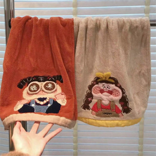 熱賣#富婆刺繡情侶款毛巾吸水速幹不掉毛珊瑚絨家用洗臉巾刺繡長款麵巾lx