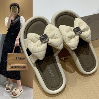 免運[現貨]夏新款小香風蝴蝶結外觀設計女拖鞋外穿厚底-3.0CM軟底不纍腳女鞋[Shoe Insoles]