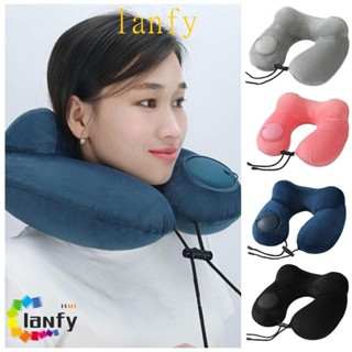 LANFY充氣旅行枕,U型柔軟的按壓讓枕頭充氣,頸椎枕手壓折疊式便攜的頸部支撐墊遊客