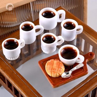 ABongBang 6Pcs/Set 1:12 娃娃屋微型配件樹脂咖啡飲料杯模型模擬水杯玩具娃娃屋裝飾漂亮
