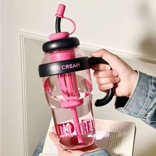 2000ml 水壺 水壺 2000ml 大麥克高顏值冰霸杯女2024新款帶把吸管杯甜酷多巴胺水杯子大容量