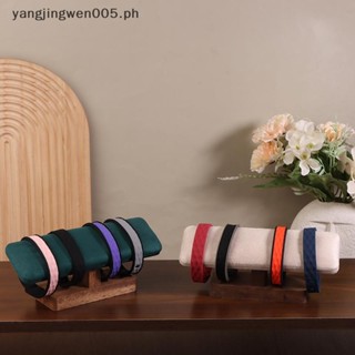 YANGWEN 1 件木製底座 T 形 PU 皮革/天鵝絨首飾展示架手鐲手錶髮帶手鍊收納盒。