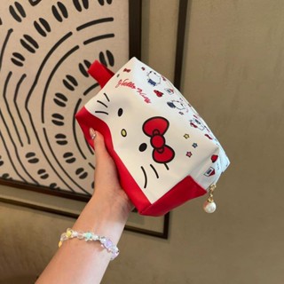 可愛HelloKitty化妝包 手拿包 便攜式大容量旅行包收納包 可愛卡通小眾ins風 可愛卡通三麗鷗小眾手提防文具袋美