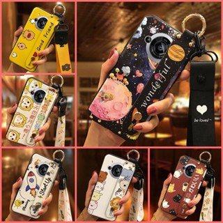 夏普 Aquos R7/SH-52C 矽膠後蓋防塵防震支架防水卡通掛繩環耐用腕帶手機支架的可愛時尚設計手機殼