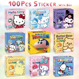 100 件 Hello Kitty Kuromi Cinnamoroll Pochacco 貼紙兒童女孩 DIY 筆記本