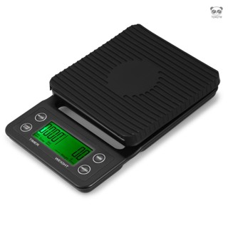 多功能廚房電子秤 手衝咖啡秤 烘焙秤 精準食品計時廚房秤 不帶電池出貨 黑色5kg/0.5g