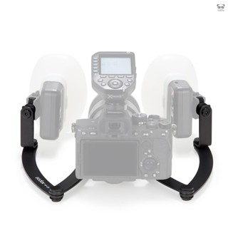 GODOX MF-DB 閃光燈支架 雙頭閃光燈相機支架 鋁合金材質 多角度可調整 燈頭可360°旋轉 帶1/4寸標準螺絲