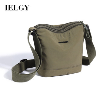 IELGY 尼龍布休閒大容量水桶包 多層輕便單肩斜揹包