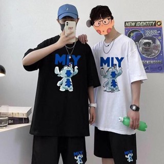 新品現貨上衣/套裝史迪仔睡衣套裝男五分袖t恤學生休閒運動五分短褲男20250522