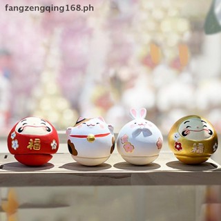 F8ph 日本不倒翁陶瓷達摩工藝品卡通招財狗招財擺件景觀家居裝飾公仔擺件 f8ph