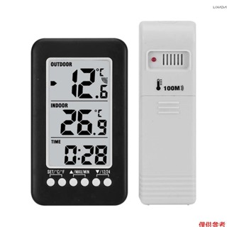 液晶 °C/°F 帶變送器的數字無線室內/室外溫度計時鐘溫度計