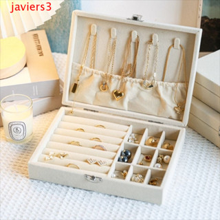 JAVIERS首飾收納盒,翻蓋大容量旅行首飾盒,簡單的防塵INS網節省空間便攜式耳環收納盒戒指